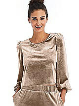 Front View Thumbnail - Topaz Velvet Pullover Puff Sleeve Top - Rue