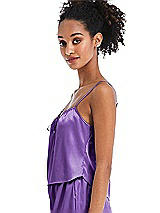 Side View Thumbnail - Pansy Drawstring Neck Satin Cami with Bow Detail - Nyla