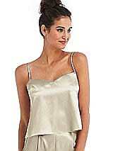 Front View Thumbnail - Champagne Split Back Satin Cami Top with Slim Straps