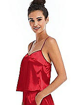 Side View Thumbnail - Parisian Red Split Back Satin Cami Top with Slim Straps