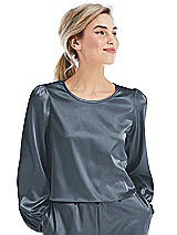 Front View Thumbnail - Silverstone Satin Pullover Puff Sleeve Top - Parker
