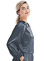 Side View Thumbnail - Silverstone Satin Pullover Puff Sleeve Top - Parker