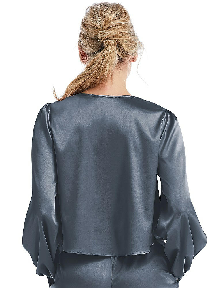 Back View - Silverstone Satin Pullover Puff Sleeve Top - Parker