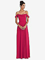 Front View Thumbnail - Vivid Pink Off-the-Shoulder Draped Neckline Maxi Dress