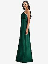 Alt View 2 Thumbnail - Hunter Green & Hunter Green Draped One-Shoulder Satin Maxi Dress with Pockets