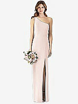 Front View Thumbnail - Blush One-Shoulder Crepe Trumpet with Front Slit