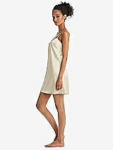 Side View Thumbnail - Champagne Mini Stretch Satin Slip with Adjustable Straps - Kyle