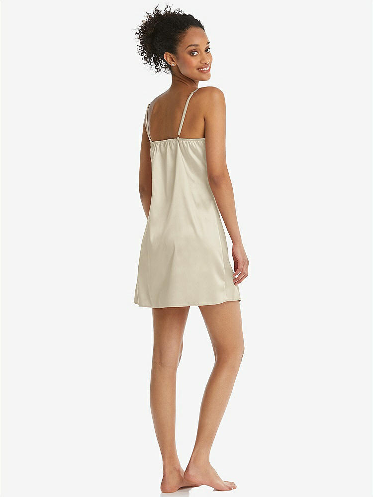 Back View - Champagne Mini Stretch Satin Slip with Adjustable Straps - Kyle