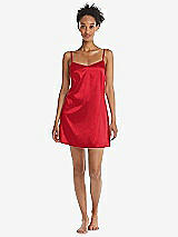 Front View Thumbnail - Parisian Red Mini Stretch Satin Slip with Adjustable Straps - Kyle