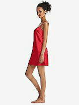 Side View Thumbnail - Parisian Red Mini Stretch Satin Slip with Adjustable Straps - Kyle