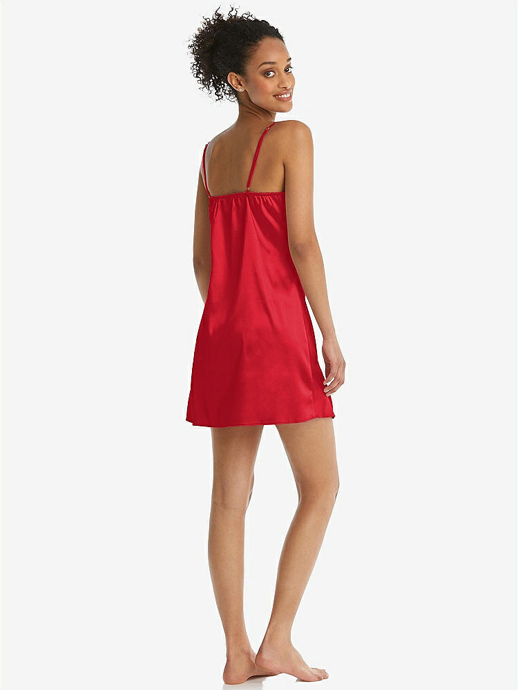 Back View - Parisian Red Mini Stretch Satin Slip with Adjustable Straps - Kyle