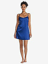 Front View Thumbnail - Sapphire Mini Stretch Satin Slip with Adjustable Straps - Kyle
