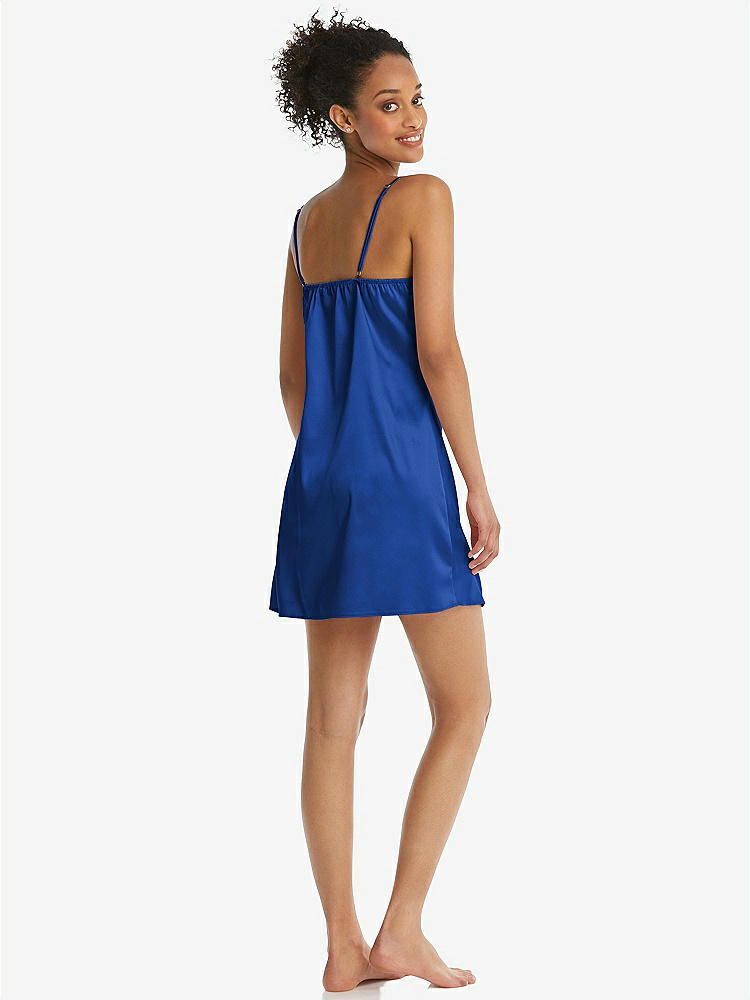 Back View - Sapphire Mini Stretch Satin Slip with Adjustable Straps - Kyle
