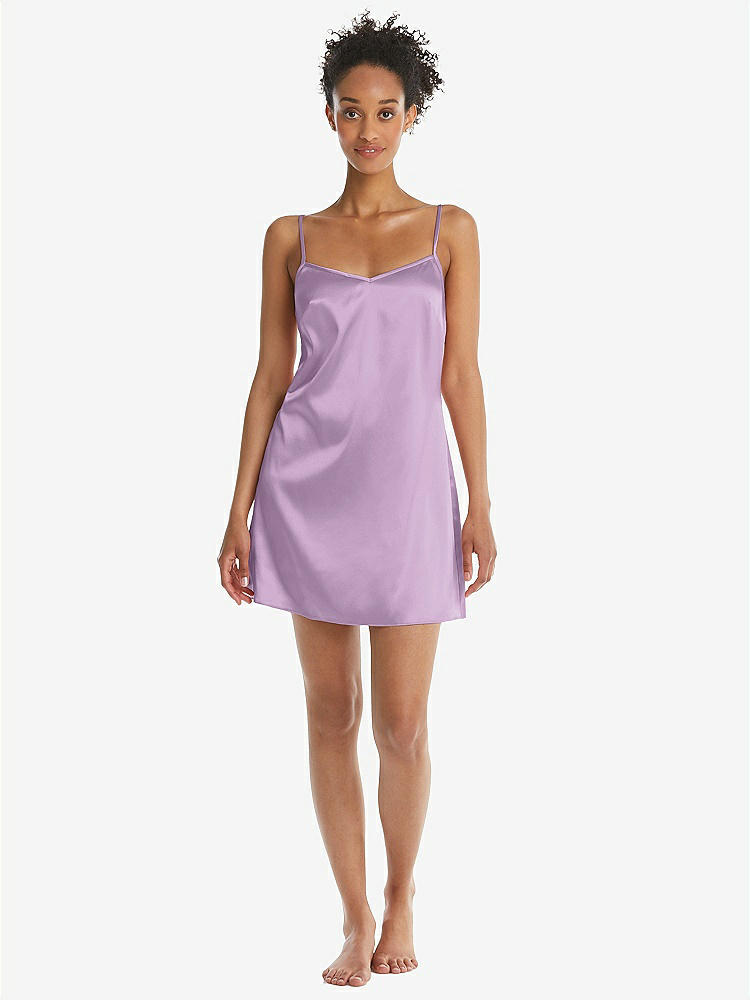 Front View - Wood Violet Mini Stretch Satin Slip with Adjustable Straps - Kyle