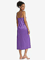 Rear View Thumbnail - Pansy  Midi Stretch Satin Slip with Adjustable Straps - Asley