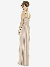 Rear View Thumbnail - Nude Gray One-Shoulder Asymmetrical Draped Wrap Maxi Dress