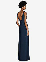 Rear View Thumbnail - Midnight Navy Square Low-Back A-Line Dress with Front Slit and Pockets