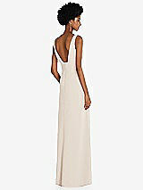 Rear View Thumbnail - Oat Square Low-Back A-Line Dress with Front Slit and Pockets