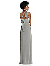 Alt View 2 Thumbnail - Chelsea Gray Draped Chiffon Grecian Column Gown with Convertible Straps