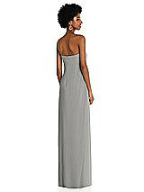 Alt View 4 Thumbnail - Chelsea Gray Draped Chiffon Grecian Column Gown with Convertible Straps