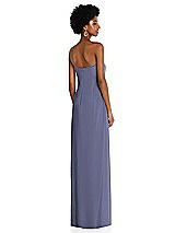 Alt View 4 Thumbnail - French Blue Draped Chiffon Grecian Column Gown with Convertible Straps