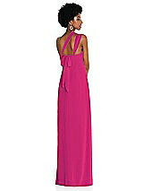 Alt View 2 Thumbnail - Think Pink Draped Chiffon Grecian Column Gown with Convertible Straps