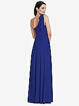 Alt View 3 Thumbnail - Cobalt Blue Draped One-Shoulder Maxi Dress with Scarf Bow