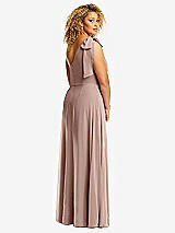 Rear View Thumbnail - Neu Nude Draped One-Shoulder Maxi Dress with Scarf Bow