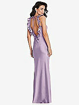 Alt View 2 Thumbnail - Pale Purple Ruffle Trimmed Open-Back Maxi Slip Dress