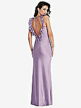 Front View Thumbnail - Pale Purple Ruffle Trimmed Open-Back Maxi Slip Dress