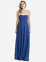 Alt View 6 Thumbnail - Classic Blue Empire Waist Shirred Skirt Convertible Sash Tie Maxi Dress