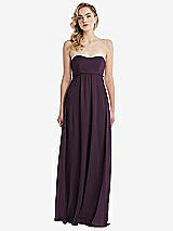 Alt View 6 Thumbnail - Aubergine Empire Waist Shirred Skirt Convertible Sash Tie Maxi Dress