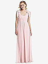 Front View Thumbnail - Ballet Pink Empire Waist Shirred Skirt Convertible Sash Tie Maxi Dress