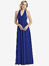 Alt View 5 Thumbnail - Cobalt Blue Empire Waist Shirred Skirt Convertible Sash Tie Maxi Dress