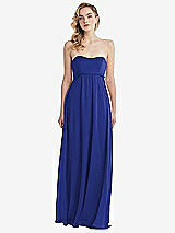 Alt View 6 Thumbnail - Cobalt Blue Empire Waist Shirred Skirt Convertible Sash Tie Maxi Dress