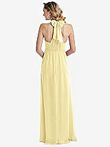 Rear View Thumbnail - Pale Yellow Empire Waist Shirred Skirt Convertible Sash Tie Maxi Dress