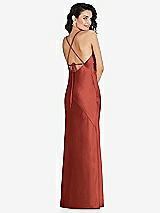 Rear View Thumbnail - Amber Sunset V-Neck Convertible Strap Bias Slip Dress with Front Slit