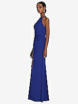 Side View Thumbnail - Cobalt Blue Halter Criss Cross Cutout Back Maxi Dress