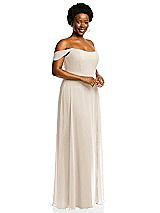 Alt View 2 Thumbnail - Oat Off-the-Shoulder Basque Neck Maxi Dress with Flounce Sleeves