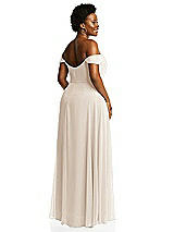 Alt View 3 Thumbnail - Oat Off-the-Shoulder Basque Neck Maxi Dress with Flounce Sleeves