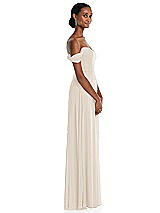 Side View Thumbnail - Oat Off-the-Shoulder Basque Neck Maxi Dress with Flounce Sleeves