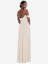 Rear View Thumbnail - Oat Off-the-Shoulder Basque Neck Maxi Dress with Flounce Sleeves