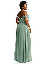 Alt View 3 Thumbnail - Seagrass Off-the-Shoulder Basque Neck Maxi Dress with Flounce Sleeves
