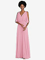 Alt View 1 Thumbnail - Peony Pink V-Neck Split Sleeve Blouson Bodice Maxi Dress