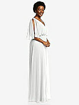 Side View Thumbnail - White V-Neck Split Sleeve Blouson Bodice Maxi Dress