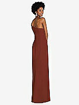 Rear View Thumbnail - Auburn Moon Asymmetrical Off-the-Shoulder Cuff Trumpet Gown With Front Slit