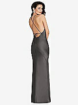 Rear View Thumbnail - Caviar Gray Halter Convertible Strap Bias Slip Dress With Front Slit