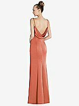Front View Thumbnail - Terracotta Copper Draped Cowl-Back Princess Line Dress with Front Slit