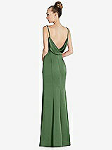 Front View Thumbnail - Vineyard Green Draped Cowl-Back Princess Line Dress with Front Slit