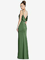Side View Thumbnail - Vineyard Green Draped Cowl-Back Princess Line Dress with Front Slit